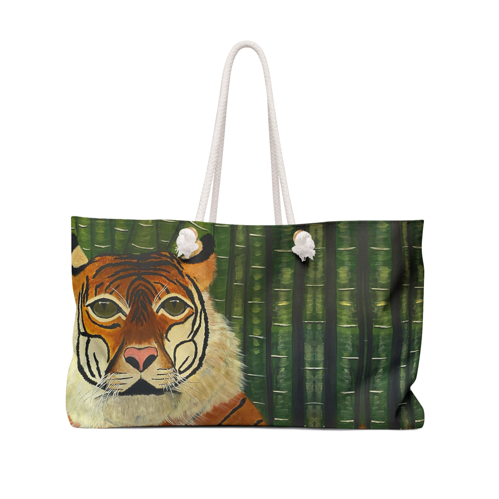 Tiger Not Real Tote Bag with Hand Painted Designs