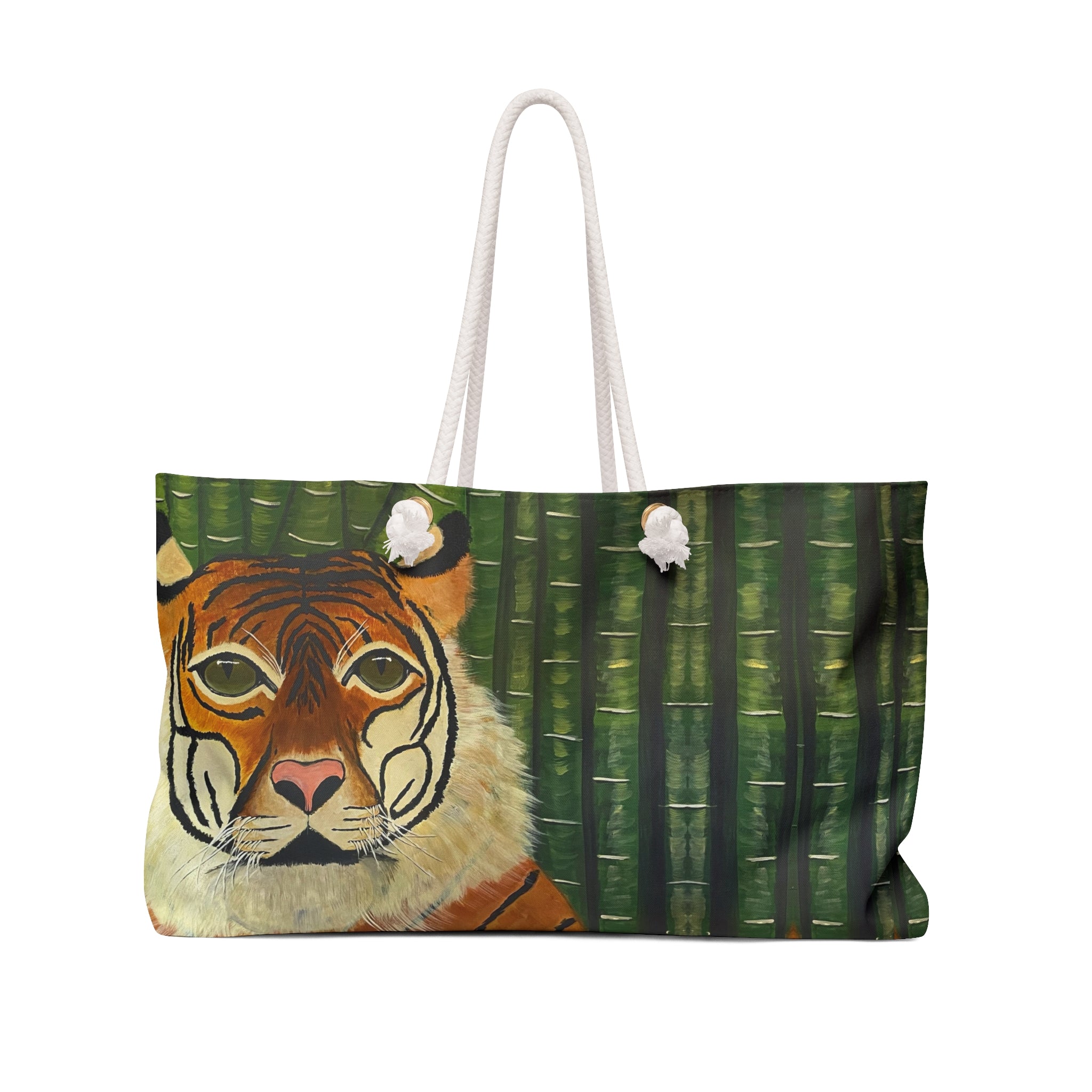 Tiger Not Real Tote Bag with Hand Painted Designs