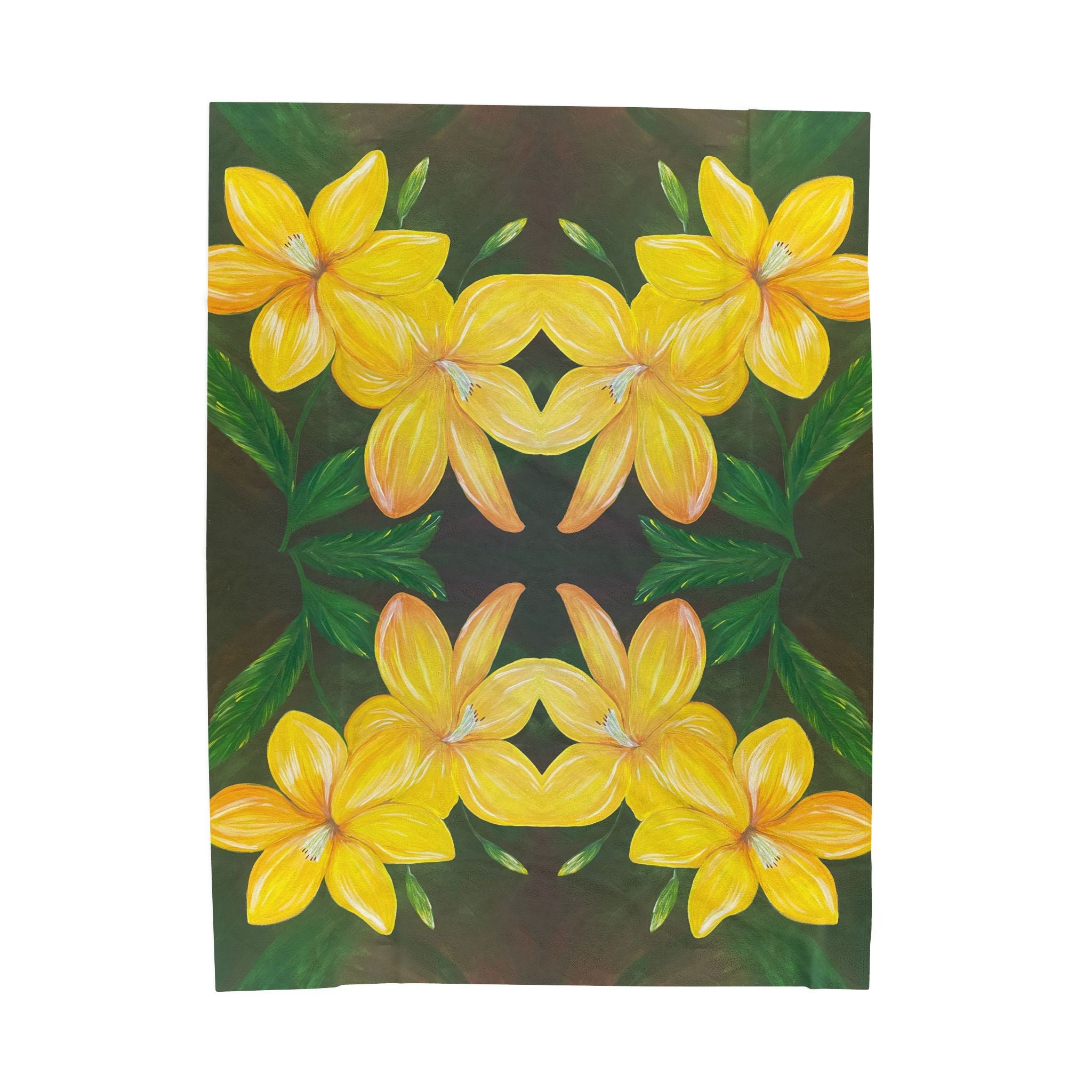 Golden Bloom Plush Blanket Hand Painted Custom Designs Unique