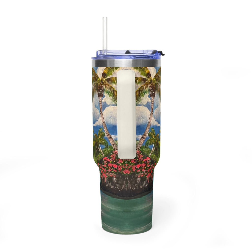 Blooming Paradise 40oz  Vacuum Tumbler — Insulated Travel Mug with Straw