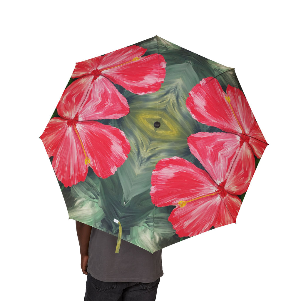 Hibiscus Hues Semi-Automatic Foldable Umbrella