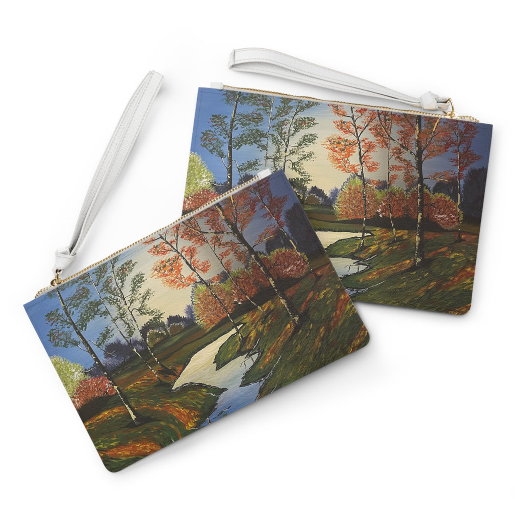 Whispering Birches Clutch Bag - Hand Painted Custom Makeup Bags