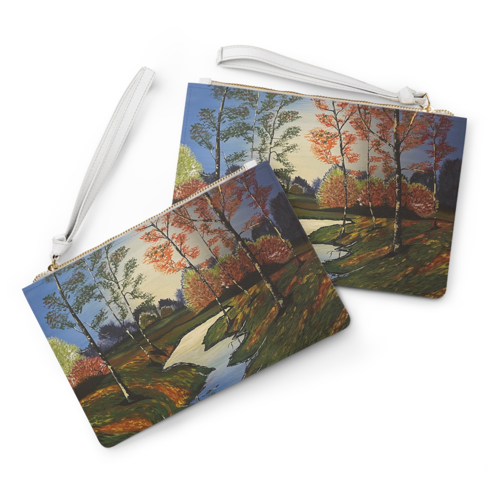 Whispering Birches Clutch Bag - Hand Painted Custom Makeup Bags