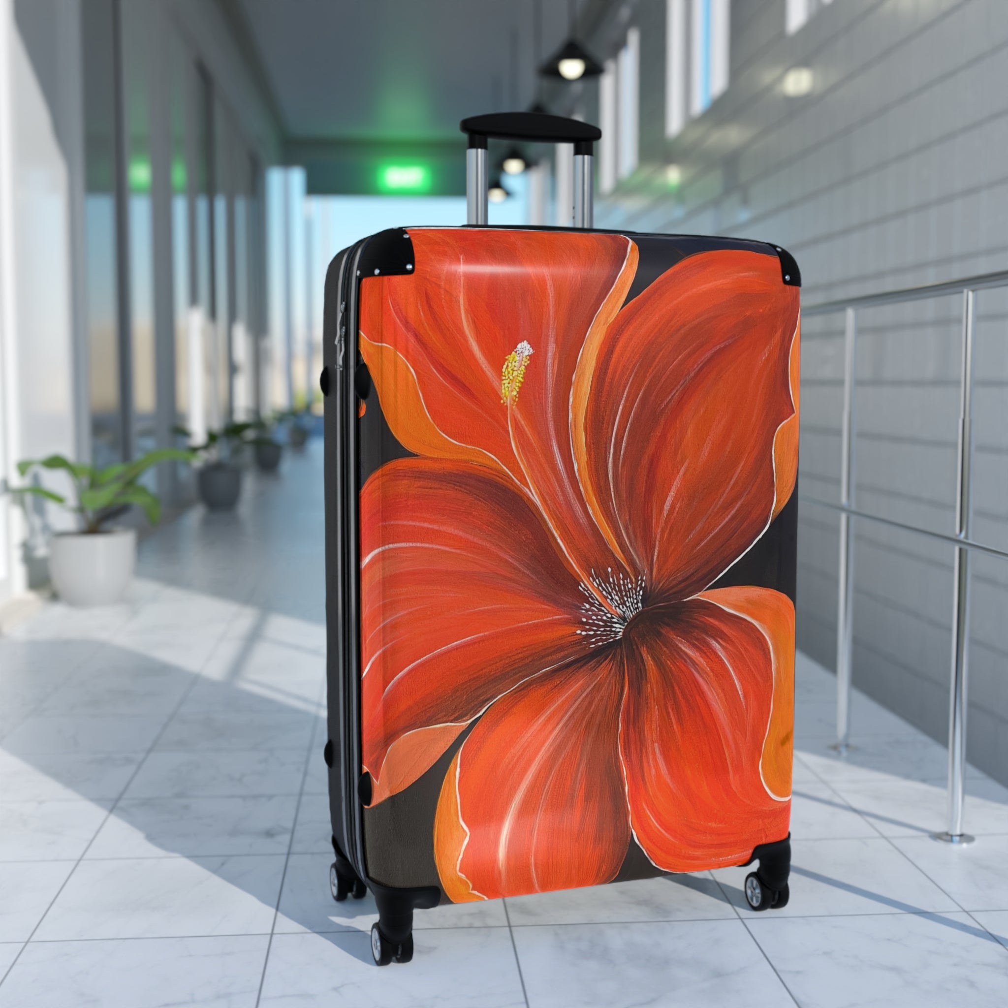 Scarlet Veil Handprinted Colorful Suitcase