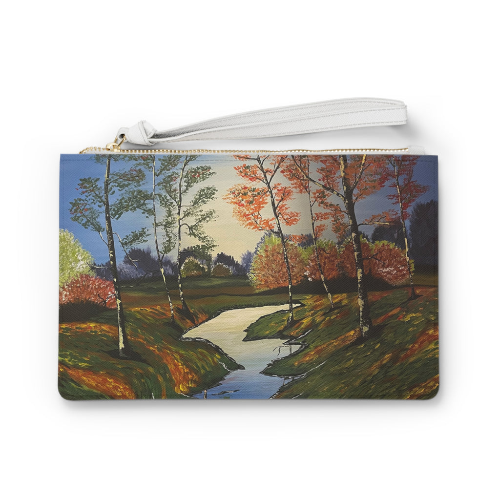 Whispering Birches Clutch Bag - Hand Painted Custom Makeup Bags