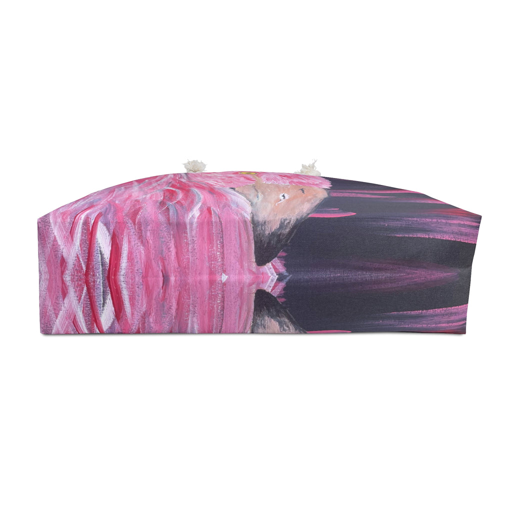 Feathered Grace Tote Bag with Hand Painted Designs