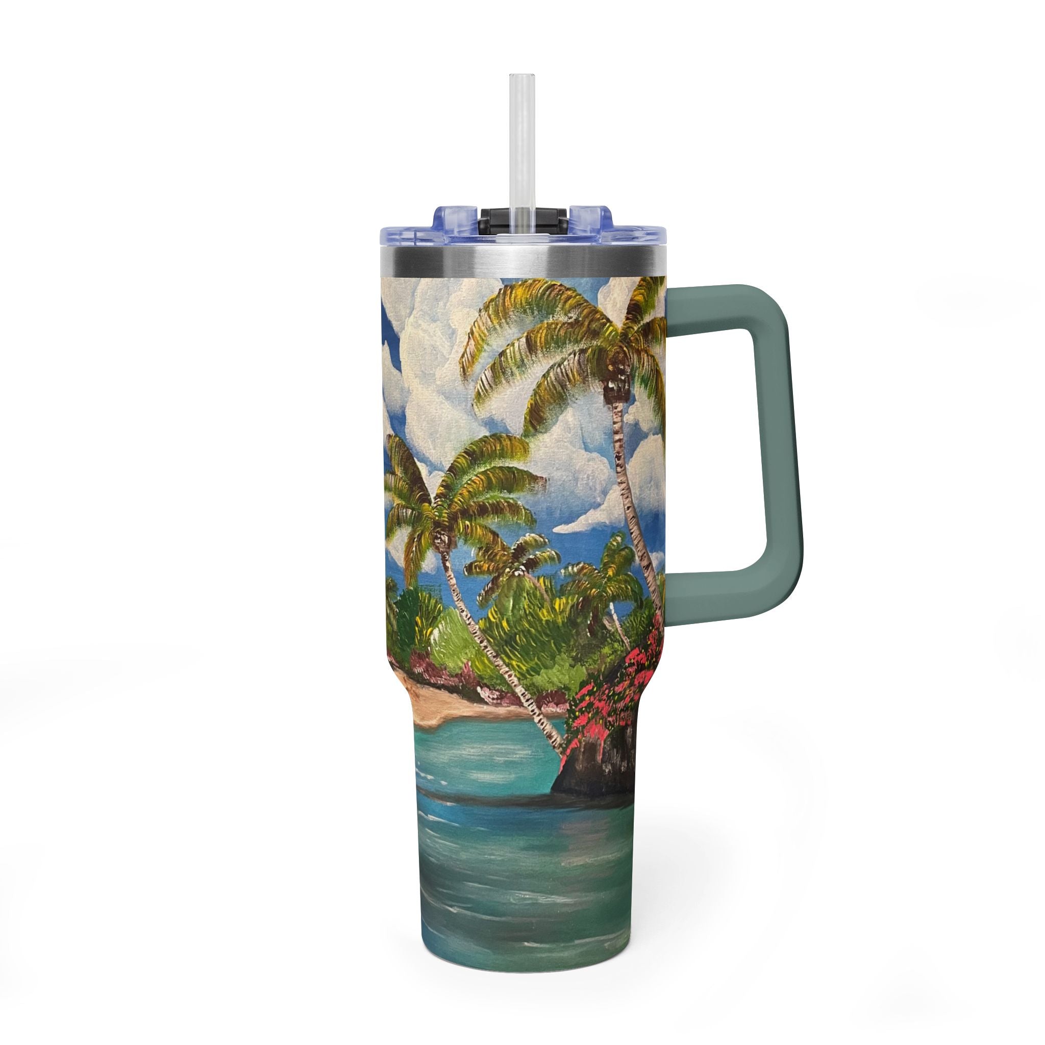 Blooming Paradise 40oz  Vacuum Tumbler — Insulated Travel Mug with Straw