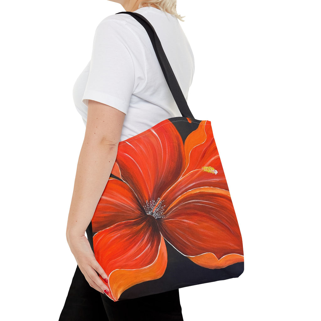 Scarlet Veil Hand Painted Tote Bag