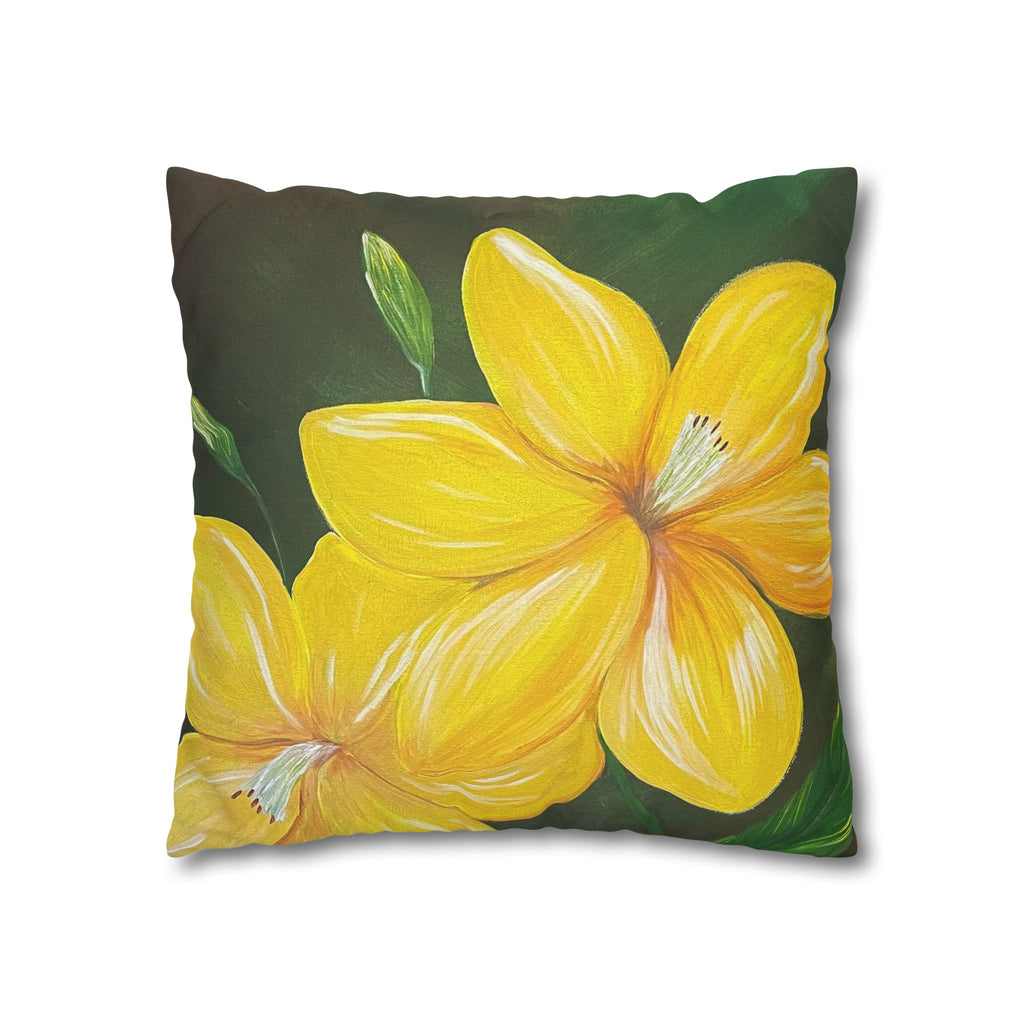 Golden Bloom Square Decorative Pillow Sham