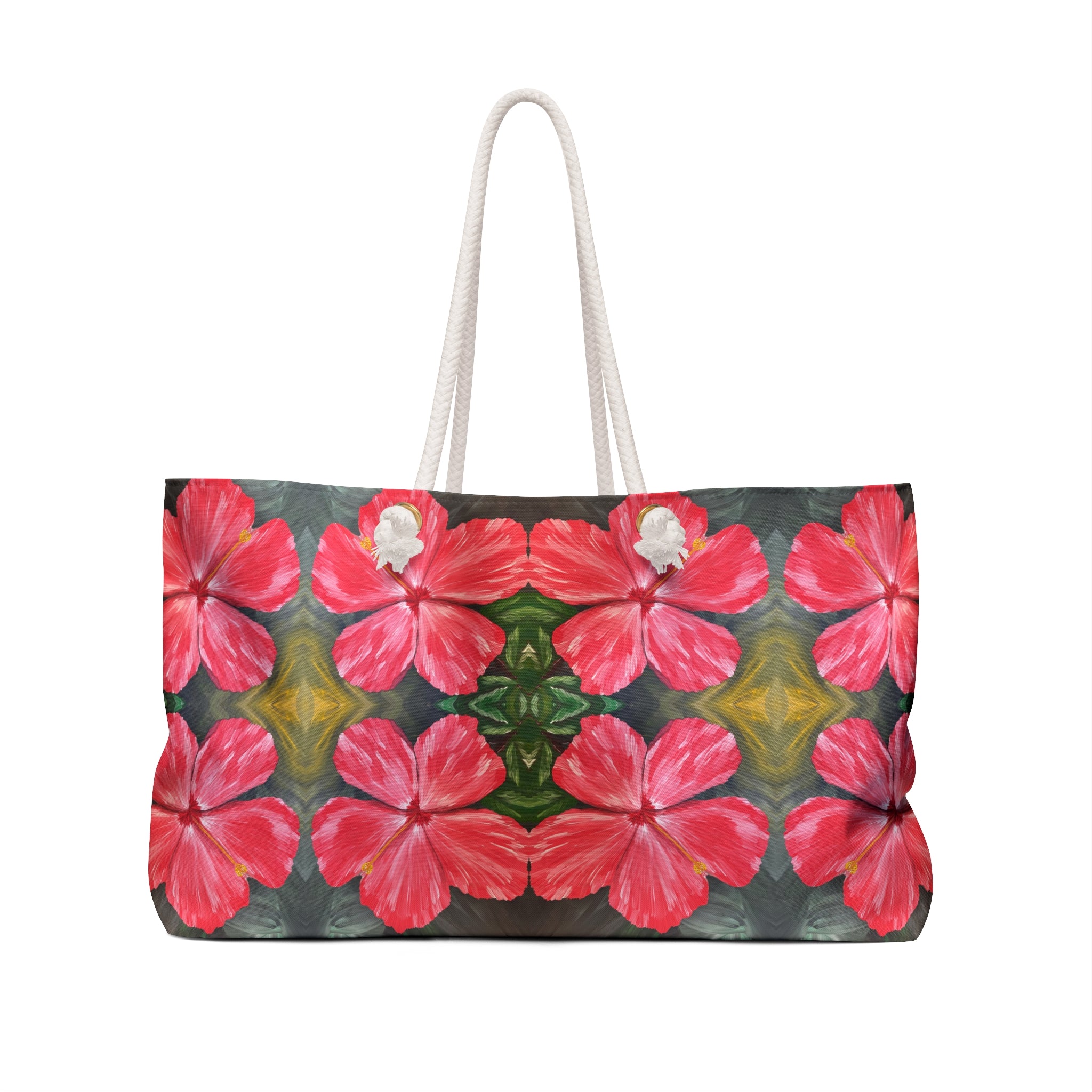 Hibiscus Hues Tote Bag with Hand Painted Designs