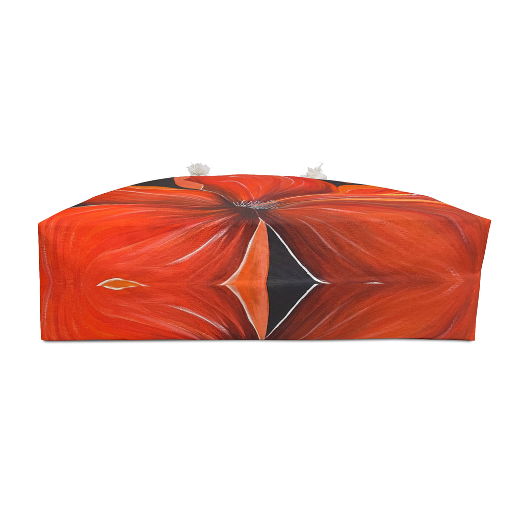 Scarlet Veil Tote Bag with Hand Painted Designs