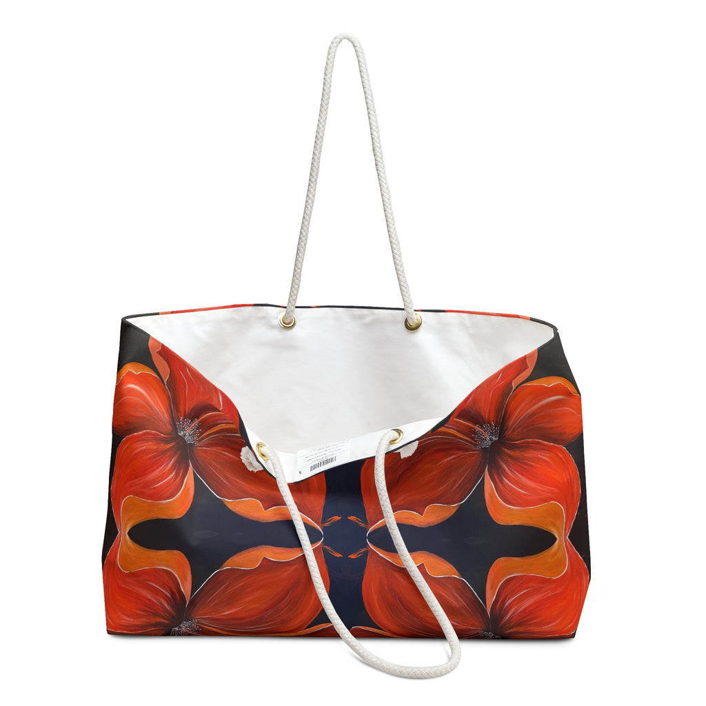 Scarlet Veil Tote Bag with Hand Painted Designs