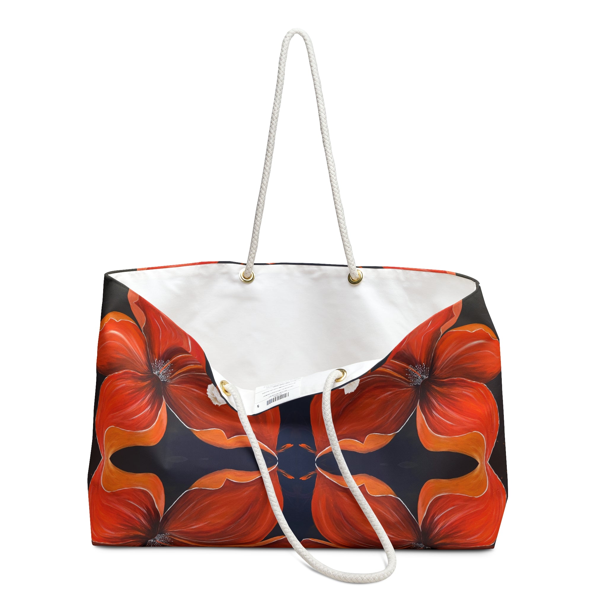 Scarlet Veil Tote Bag with Hand Painted Designs