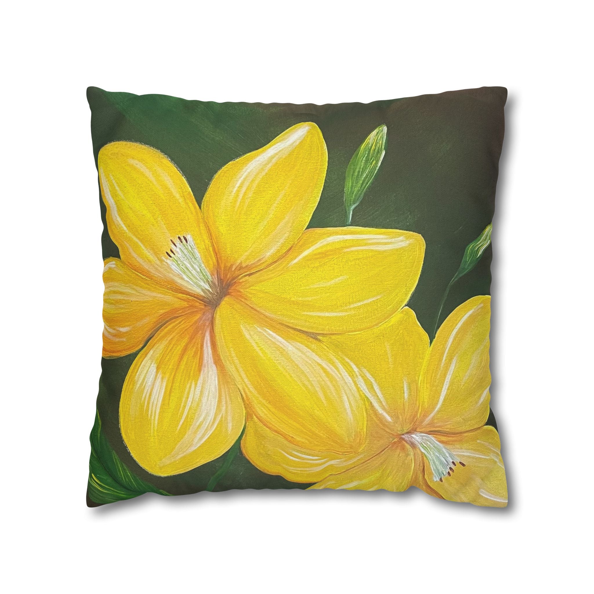 Golden Bloom Square Decorative Pillow Sham