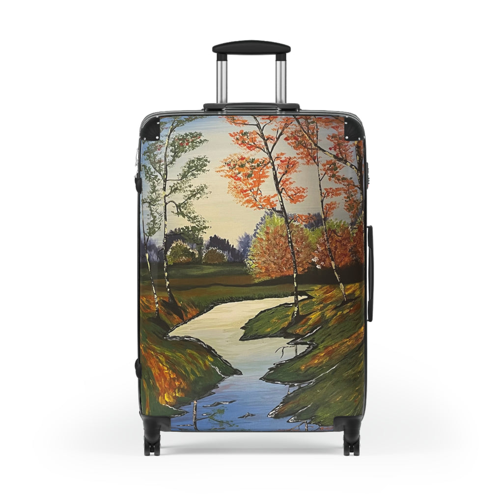 Whispering Birches Handprinted Colorful Suitcase