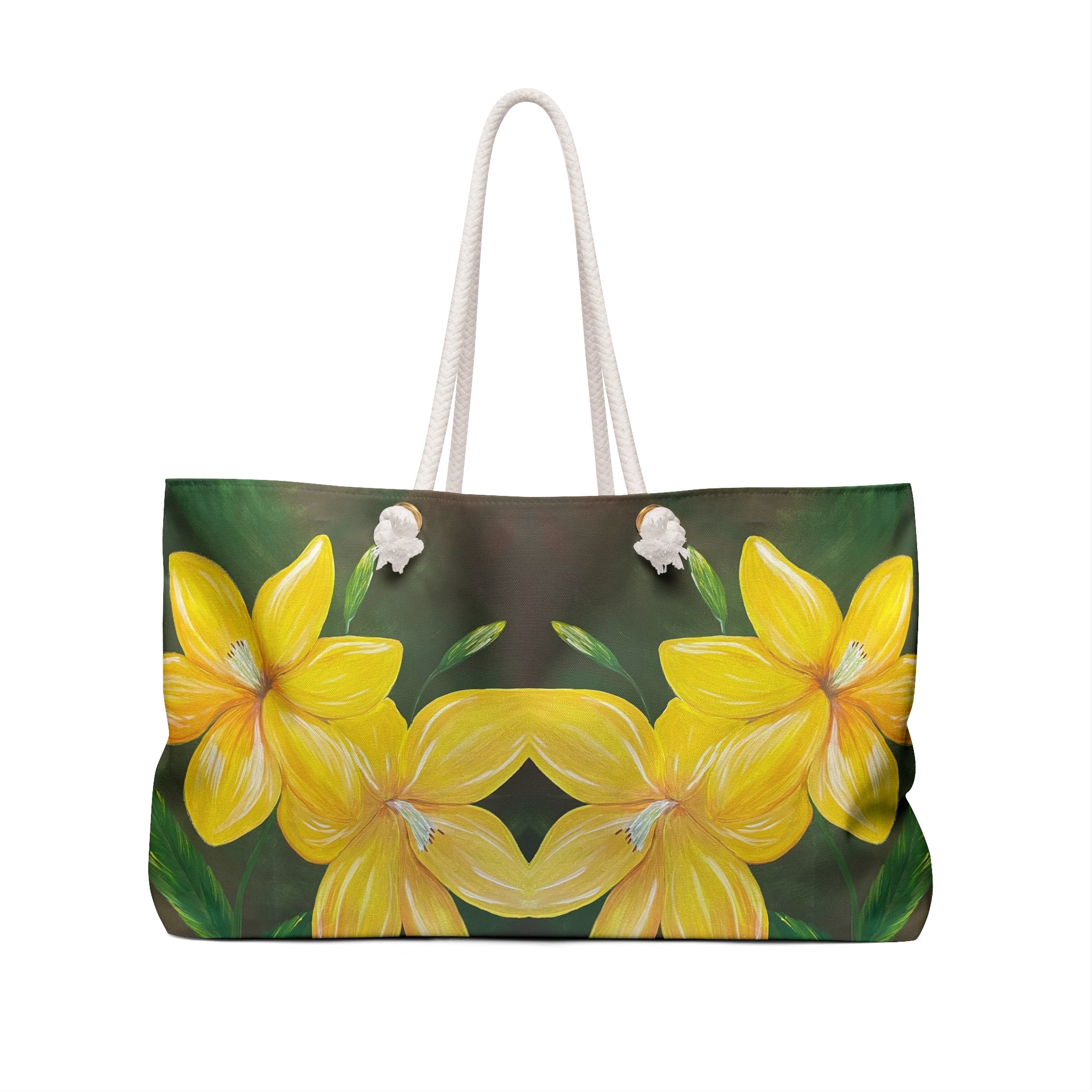 Golden Bloom Tote Bag with Hand Painted Designs