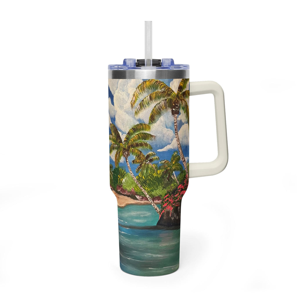 Blooming Paradise 40oz  Vacuum Tumbler — Insulated Travel Mug with Straw