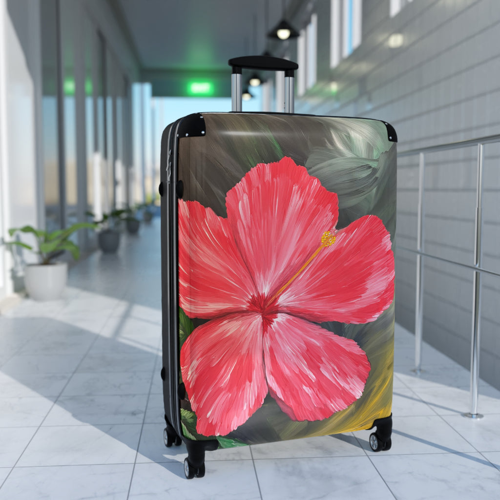 Hibiscus Hues Handprinted Colorful Suitcase