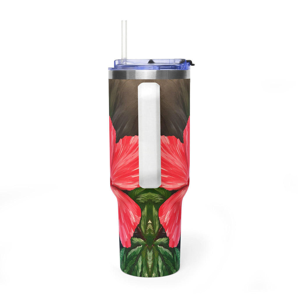 Hibiscus Hues 40oz  Vacuum Tumbler — Insulated Travel Mug with Straw