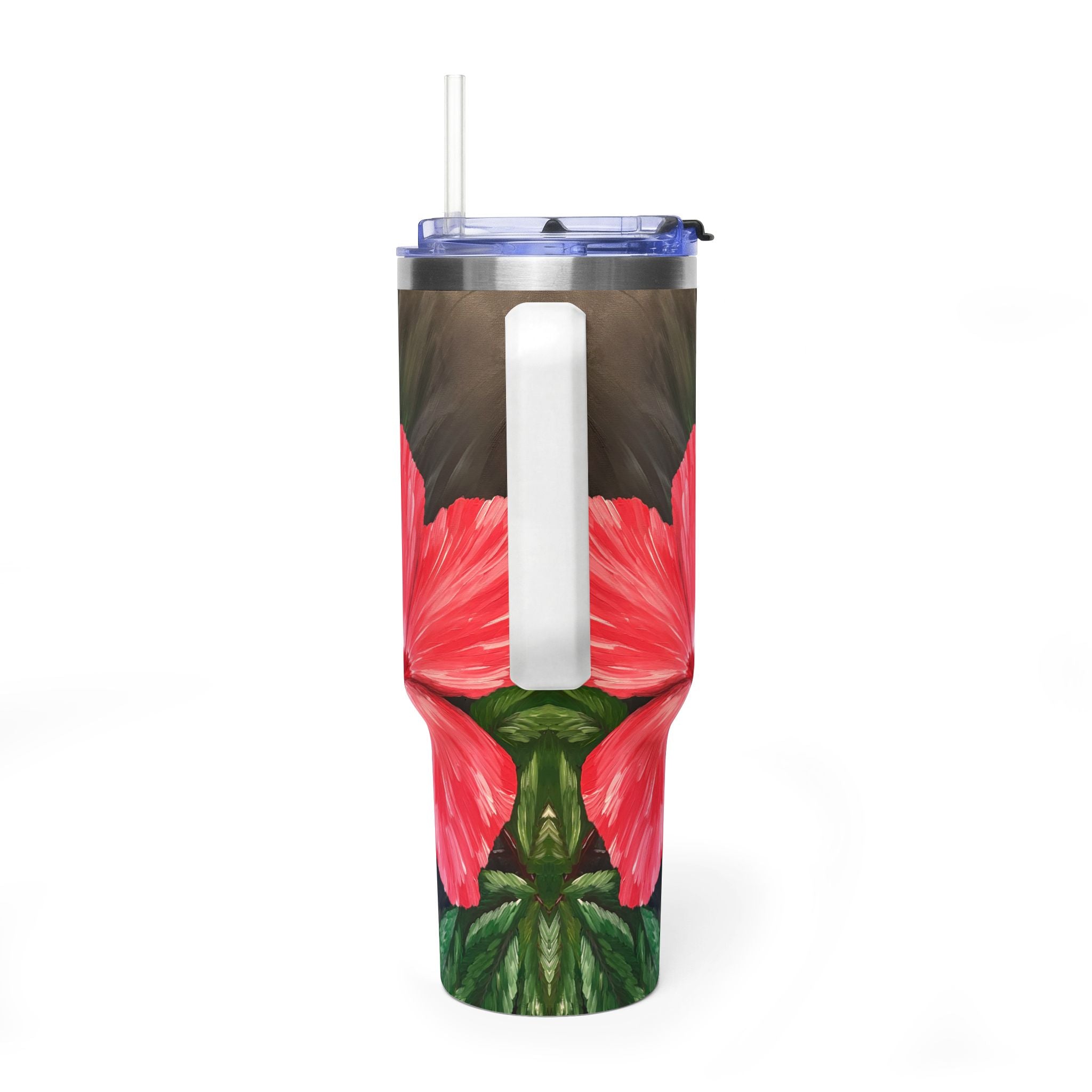 Hibiscus Hues 40oz  Vacuum Tumbler — Insulated Travel Mug with Straw