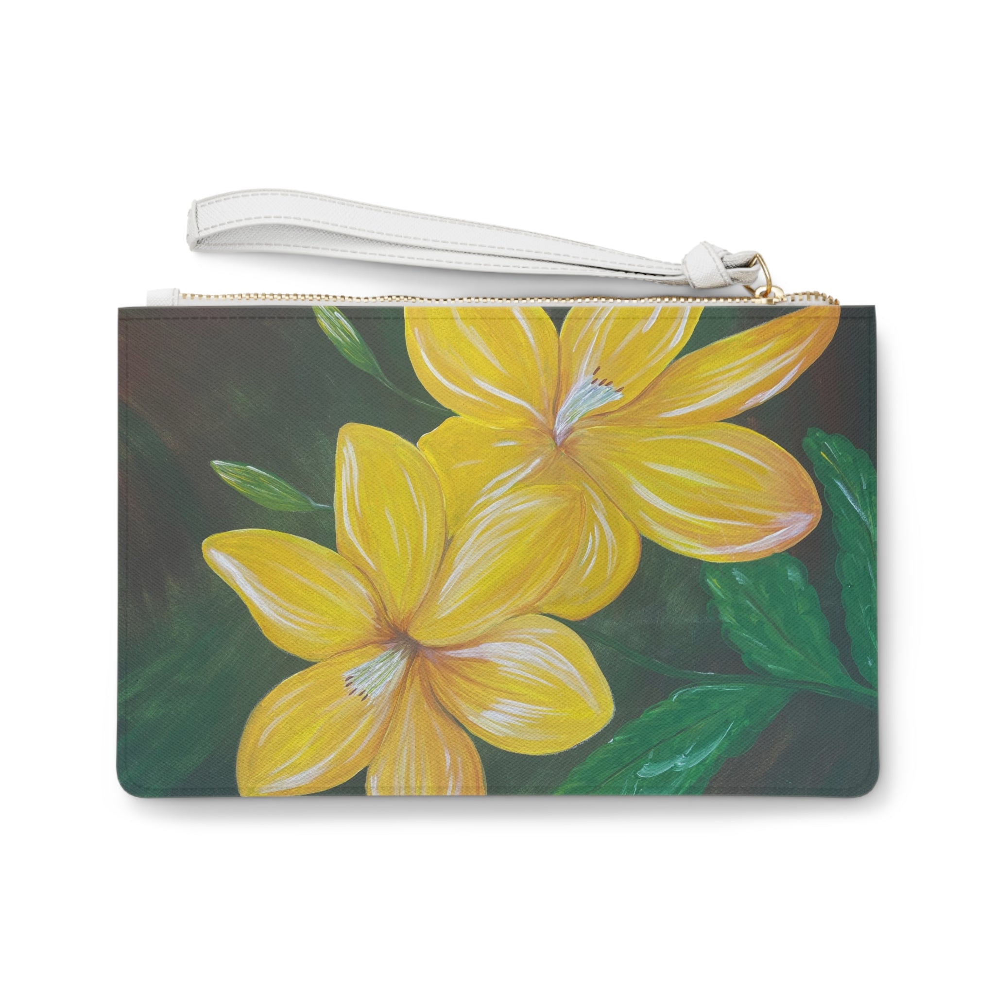 Golden Bloom Clutch Bag Hand Painted Custom Makeup Bags