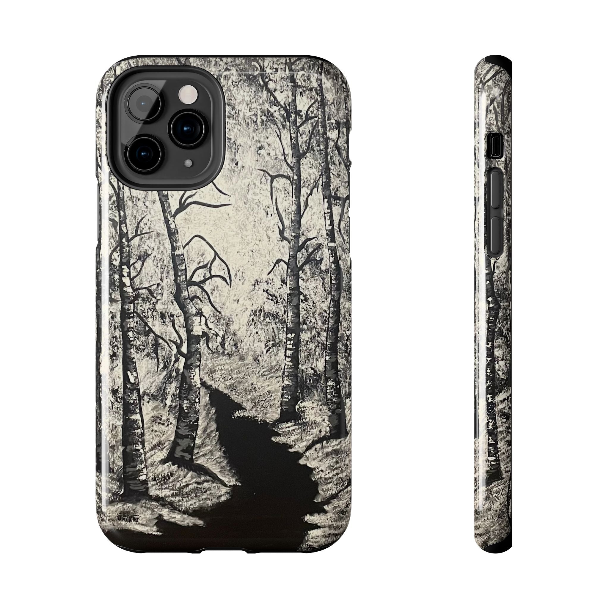 Silver Shadows Phone Case - Hand Painted Unique Designs