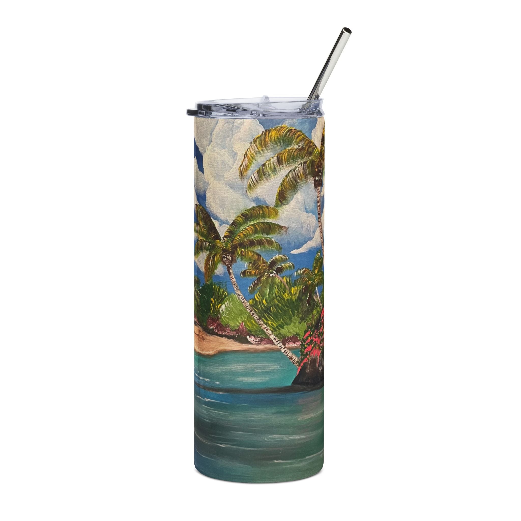 Blooming Paradise 20oz Stainless Steel Tumbler - Vibrant Yellow Flower Design