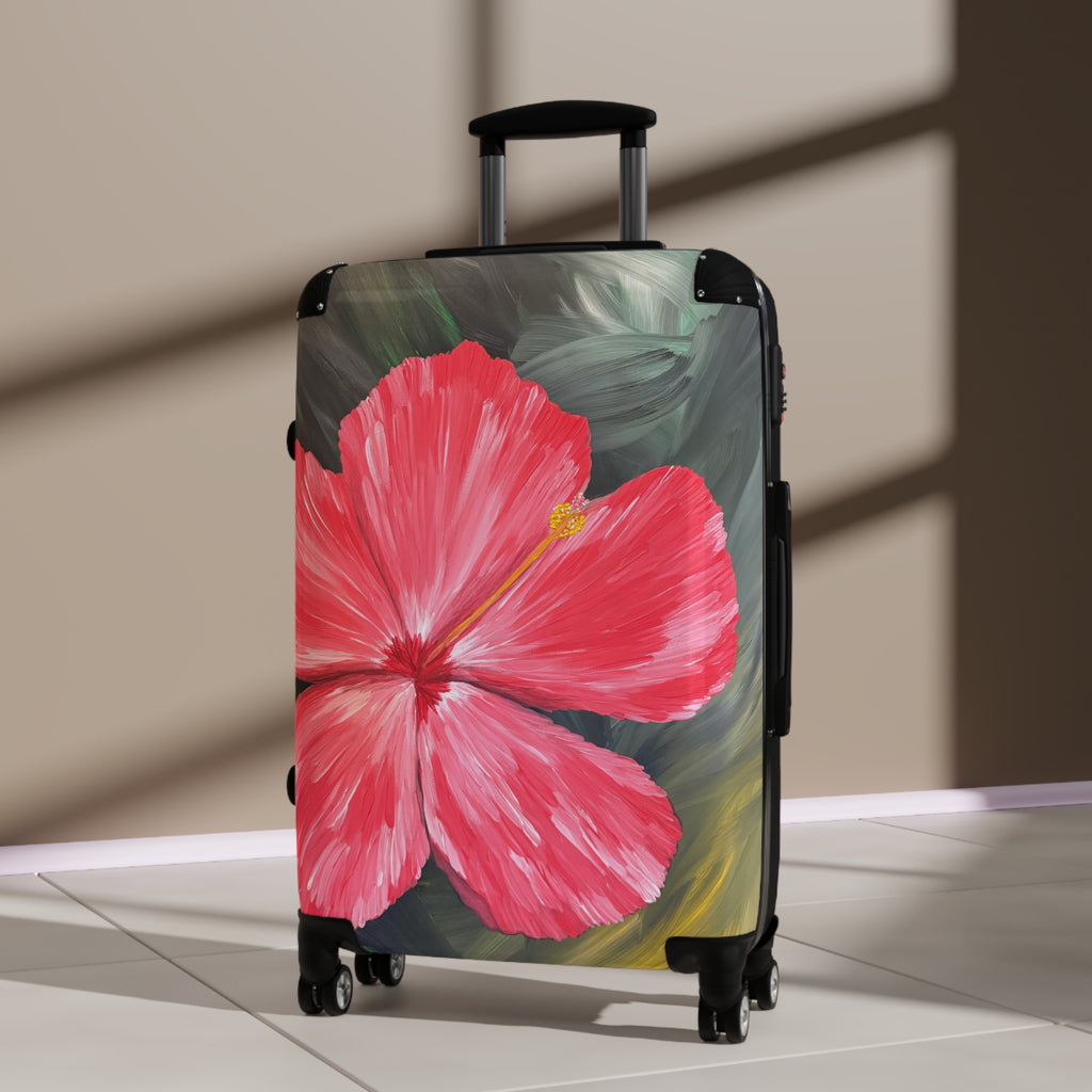 Hibiscus Hues Handprinted Colorful Suitcase