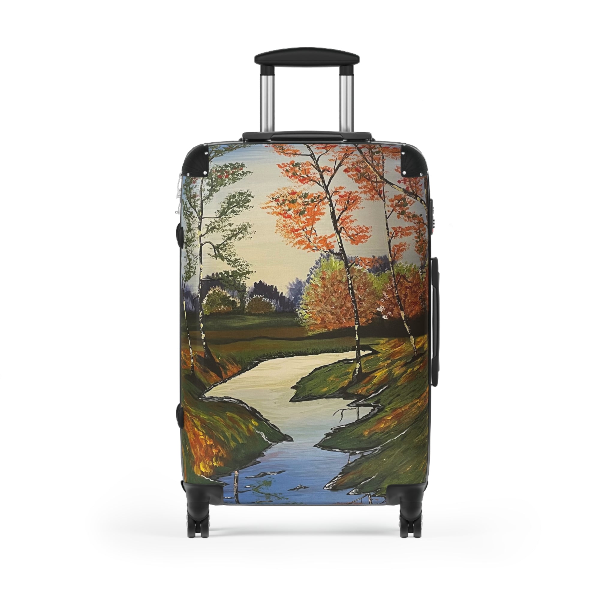 Whispering Birches Handprinted Colorful Suitcase