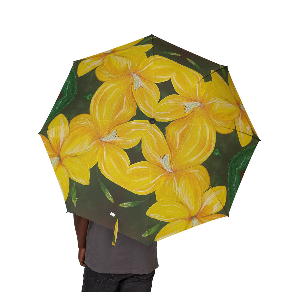 Golden Bloom Semi-Automatic Foldable Umbrella