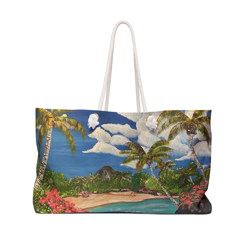 Blooming Paradise Tote Bag with Hand Painted Designs