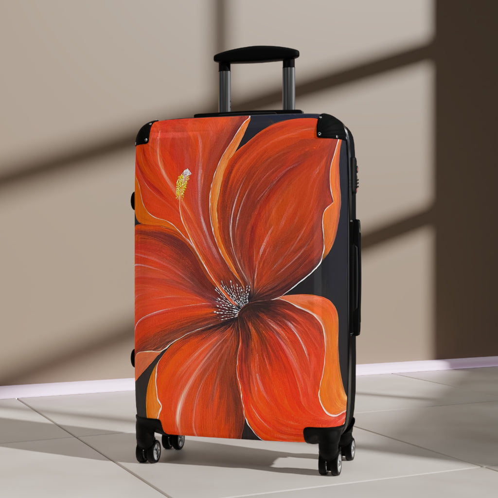 Scarlet Veil Handprinted Colorful Suitcase