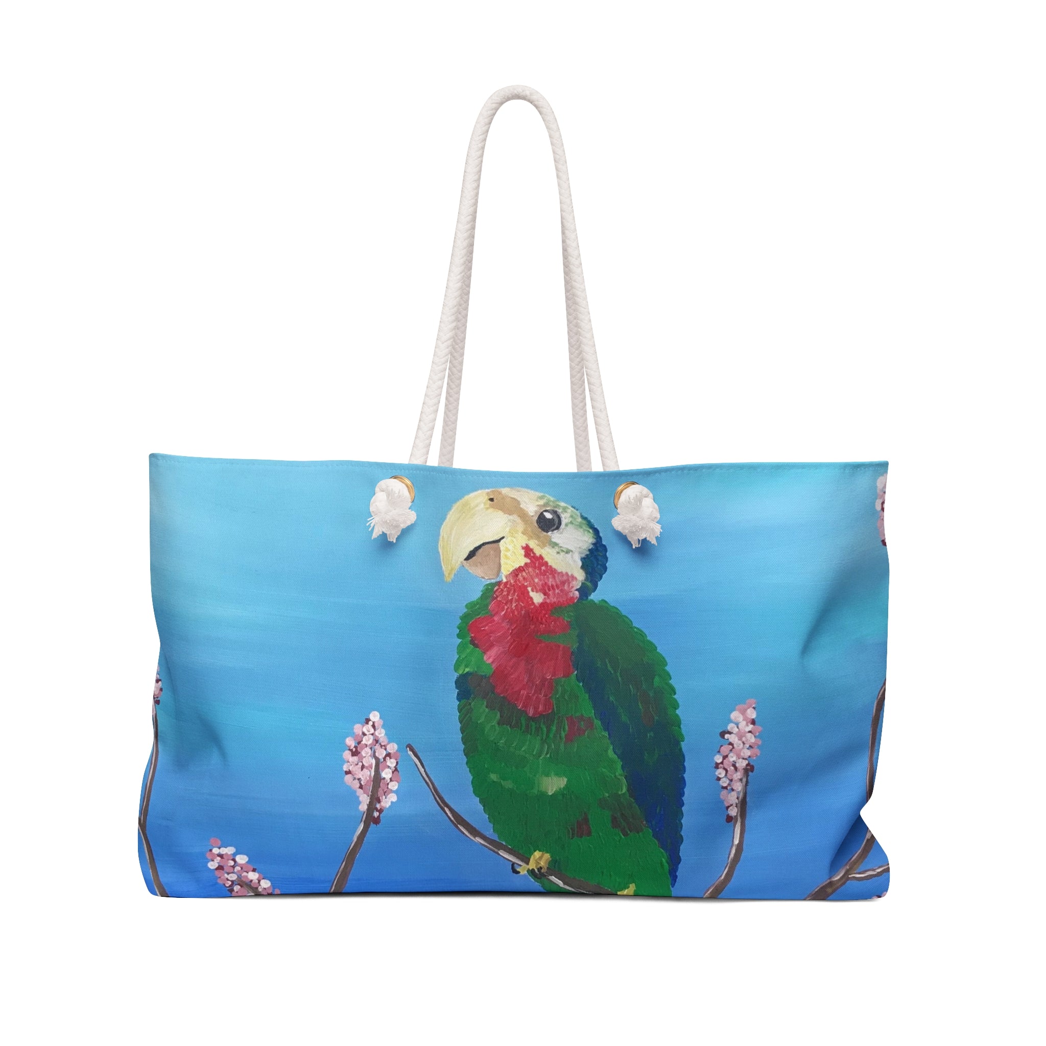 Abaco Parrot Tote Bag with Hand Painted Designs