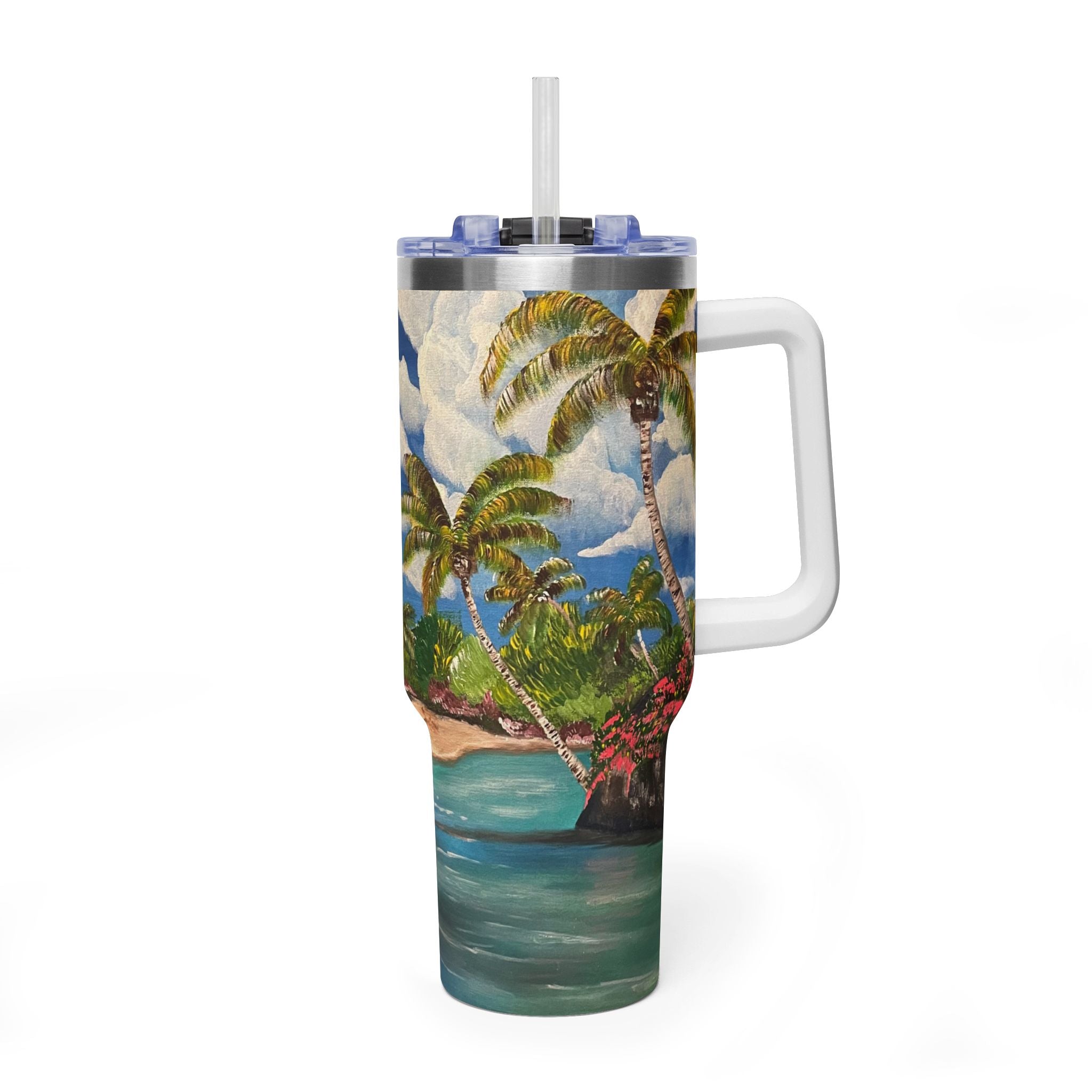 Blooming Paradise 40oz  Vacuum Tumbler — Insulated Travel Mug with Straw