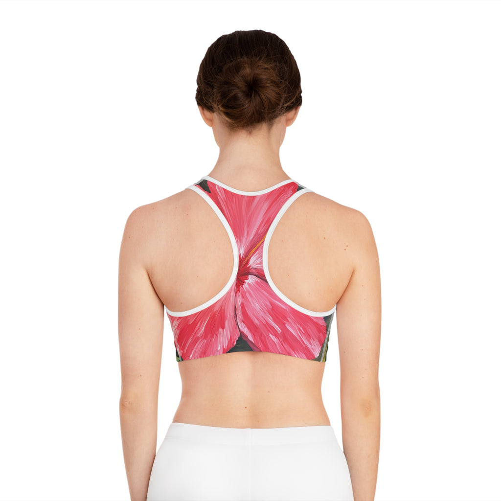 Hibiscus Hues Sports Bra, Activewear for Yoga, Workout Gear, Gift for Fitness Lovers, Exercise Top, Beachwear