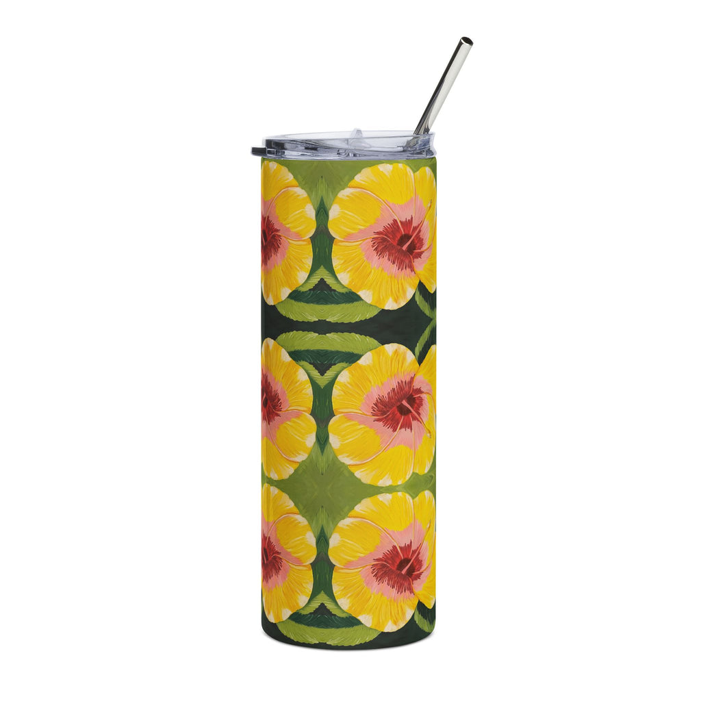 Blushing Sunrise 20oz Stainless Steel Tumbler - Vibrant Yellow Flower Design