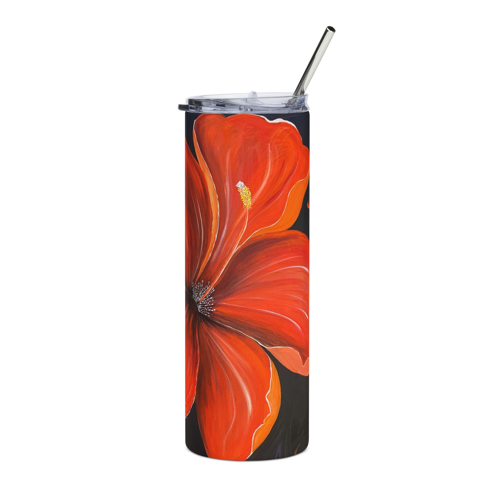 Scarlet Veil 20oz Stainless Steel Tumbler - Vibrant Yellow Flower Design