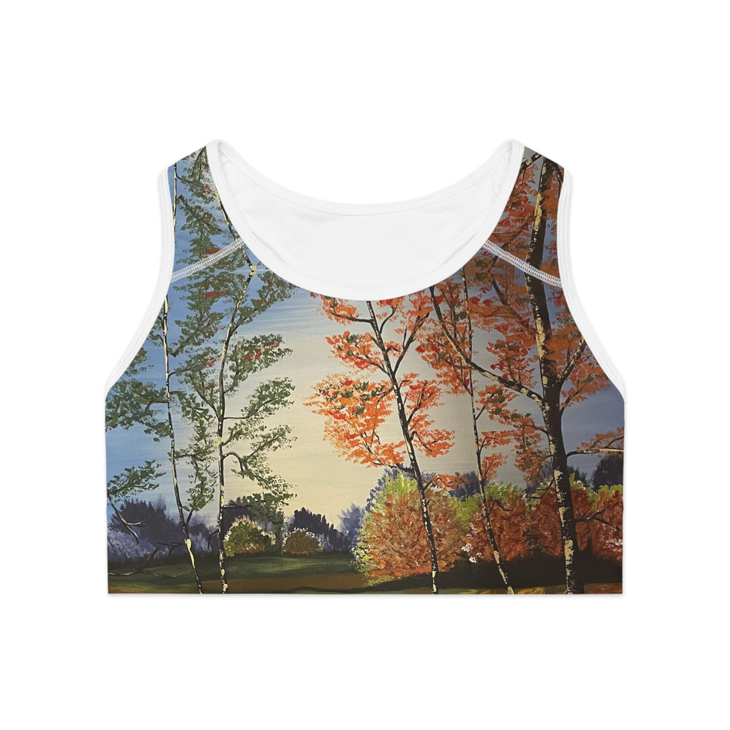 Whispering Birches Sports Bra, Activewear for Yoga, Workout Gear, Gift for Fitness Lovers, Exercise Top, Beachwear