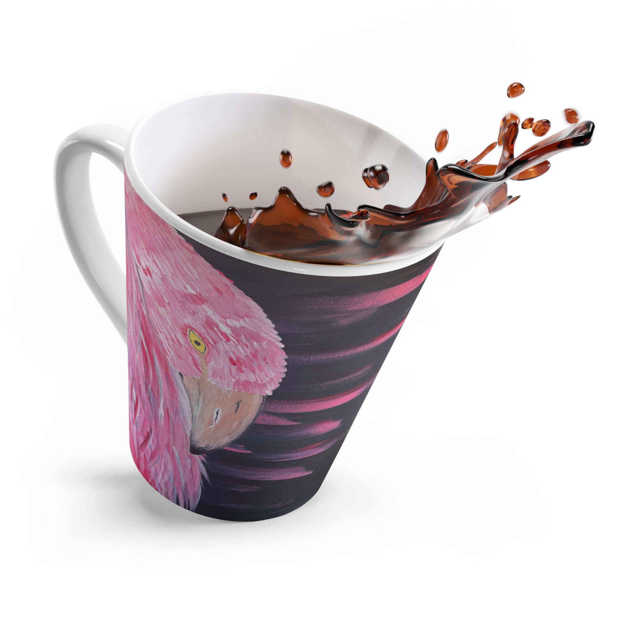Feathered Grace Latte Mug — Tropical Bird Coffee Cup