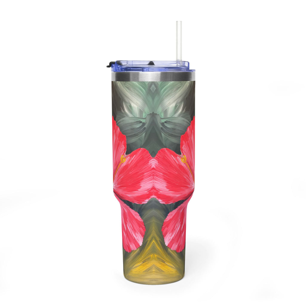 Hibiscus Hues 40oz  Vacuum Tumbler — Insulated Travel Mug with Straw