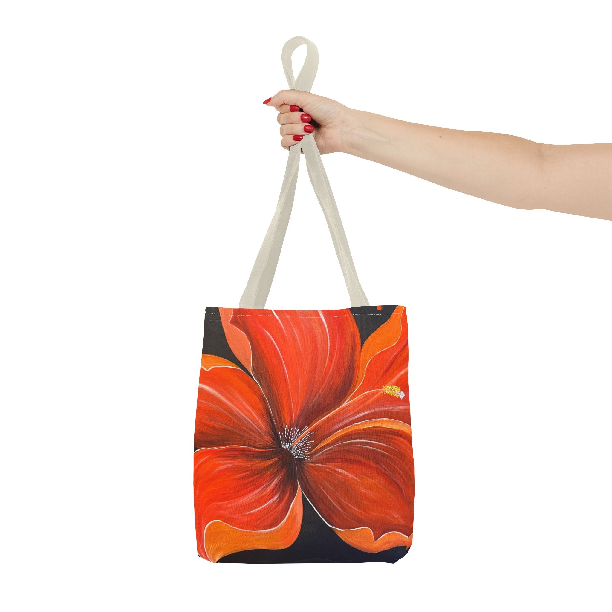 Scarlet Veil Hand Painted Tote Bag