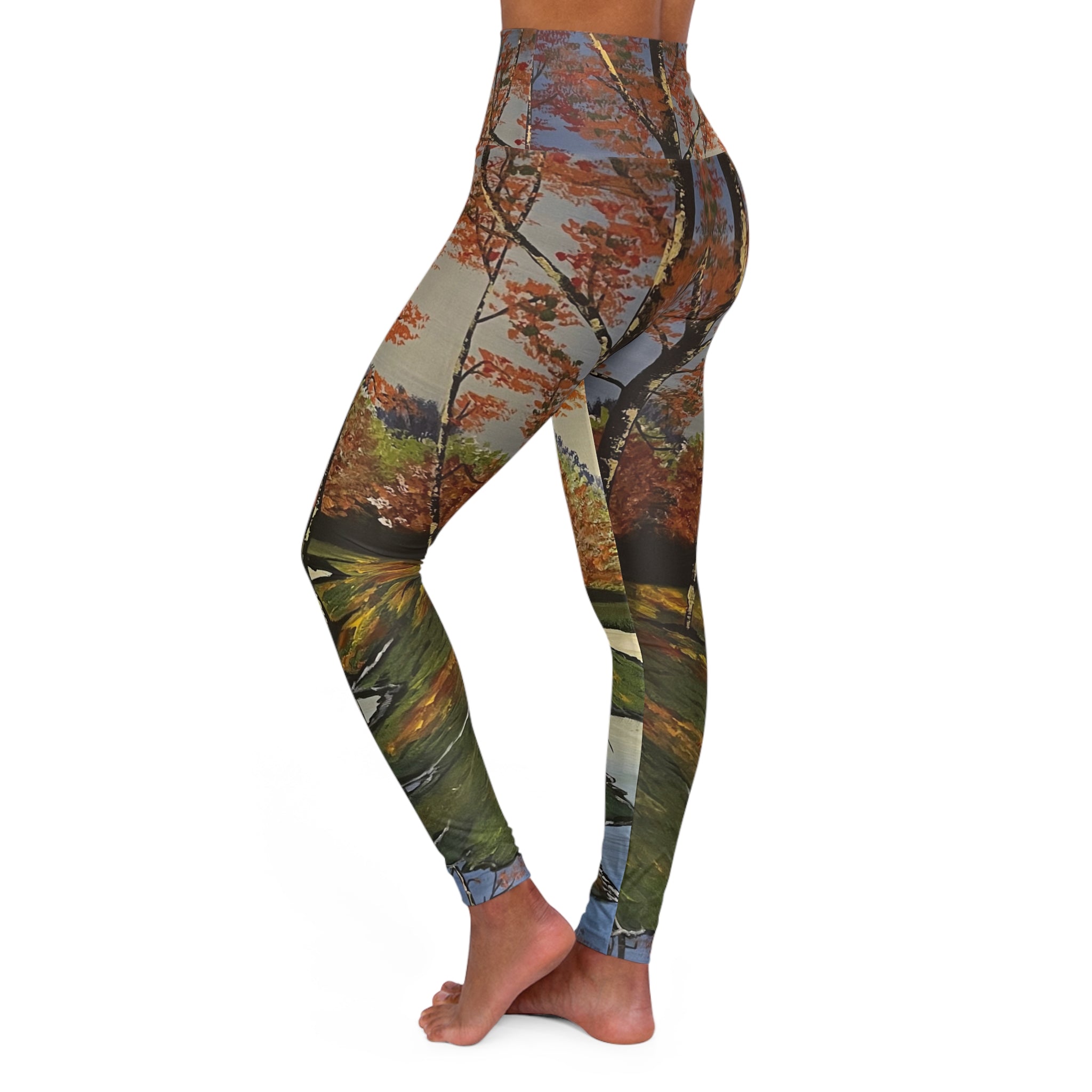 Whispering Birches Yoga Leggings - Comfort Fit, Fitness Apparel, Workout Gear, Athleisure, Gift for Yoga Lovers