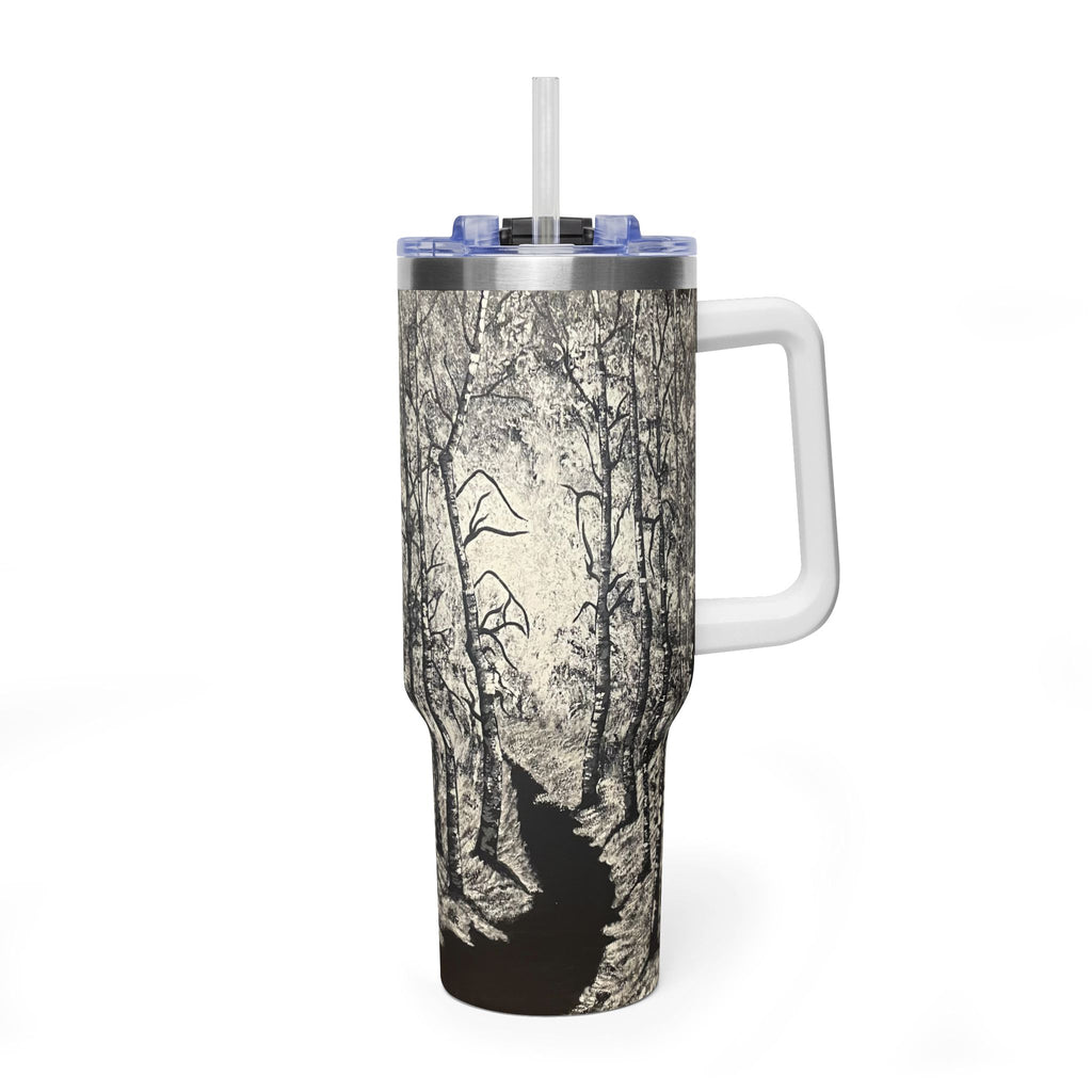 Silver Shadows 40oz  Vacuum Tumbler — Insulated Travel Mug with Straw