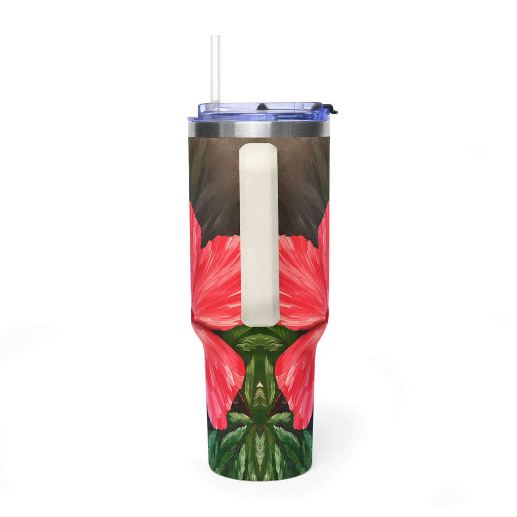 Hibiscus Hues 40oz  Vacuum Tumbler — Insulated Travel Mug with Straw