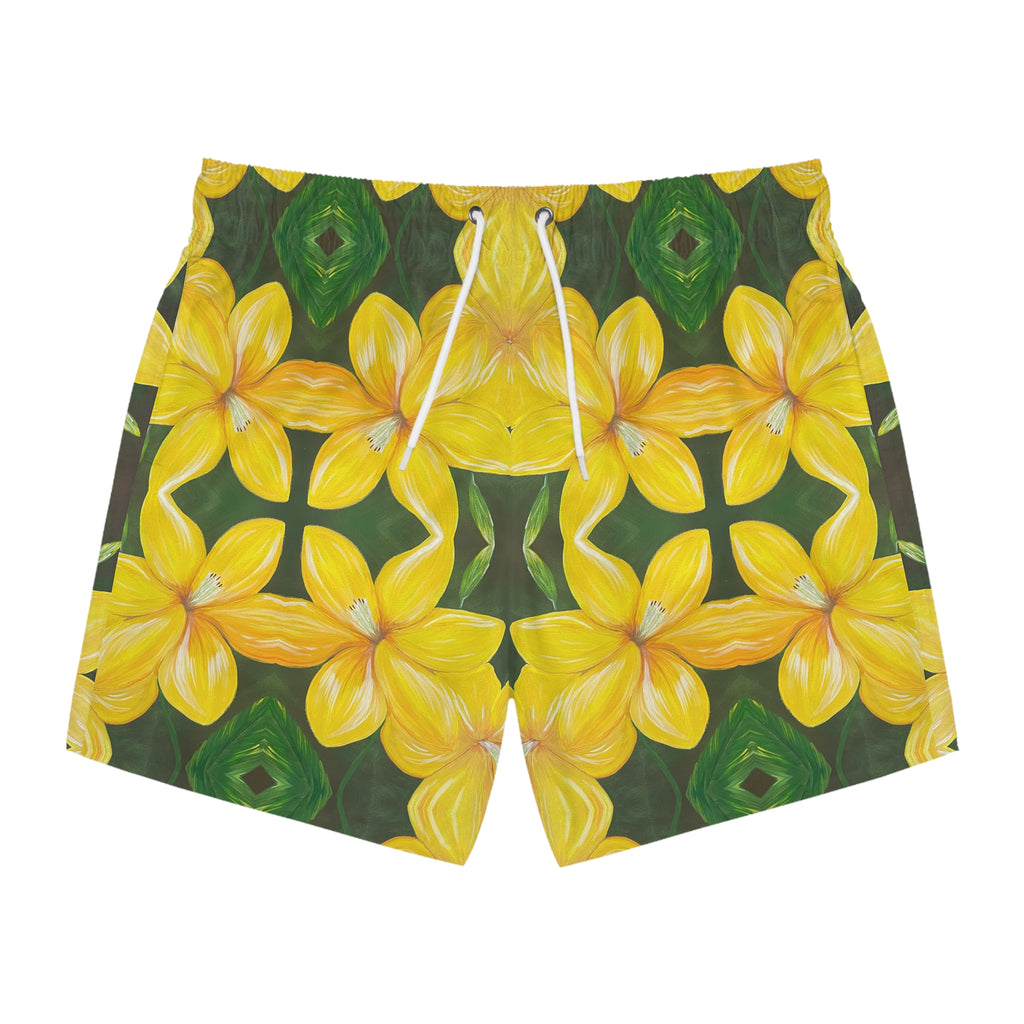 Golden Bloom Swim Trunks