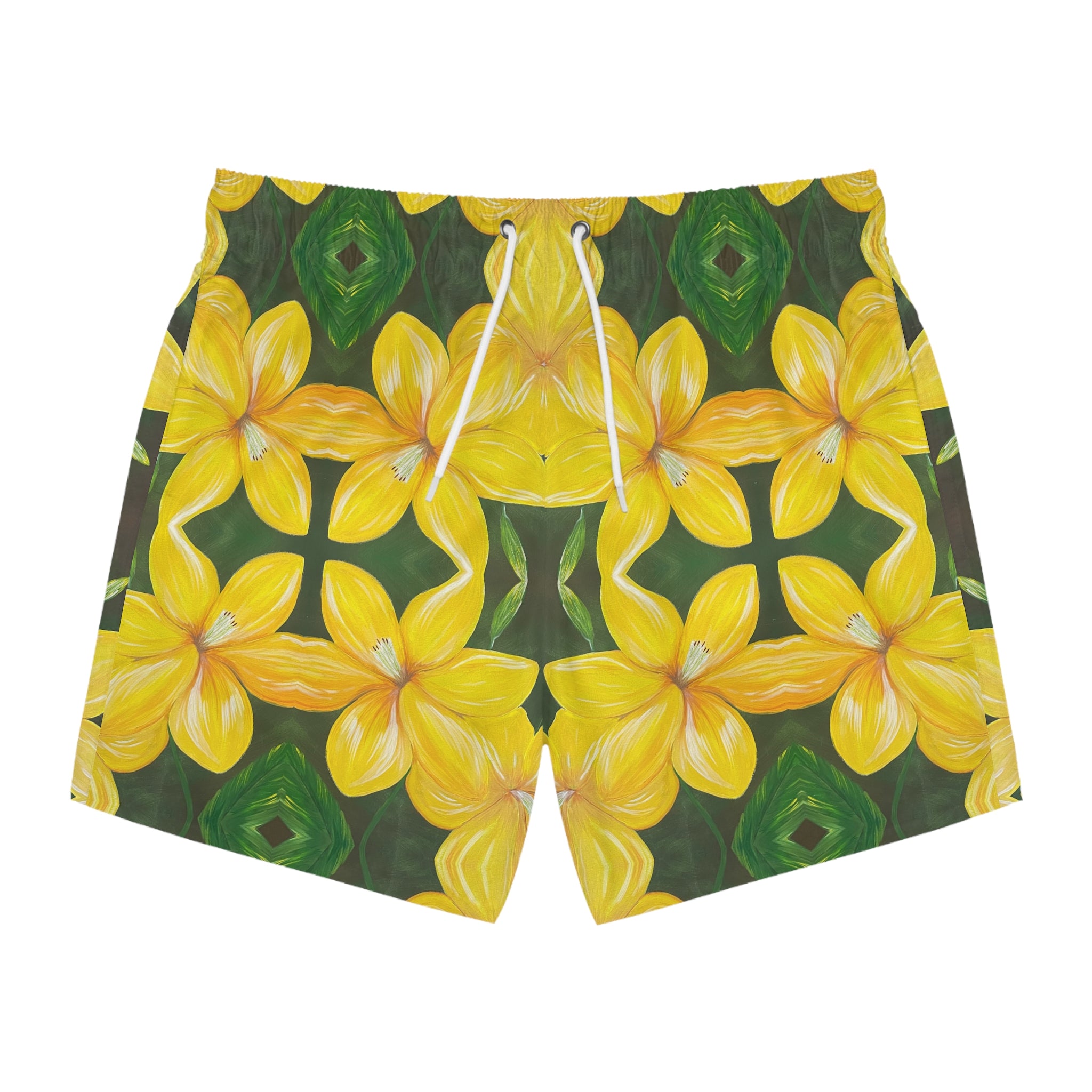 Golden Bloom Swim Trunks