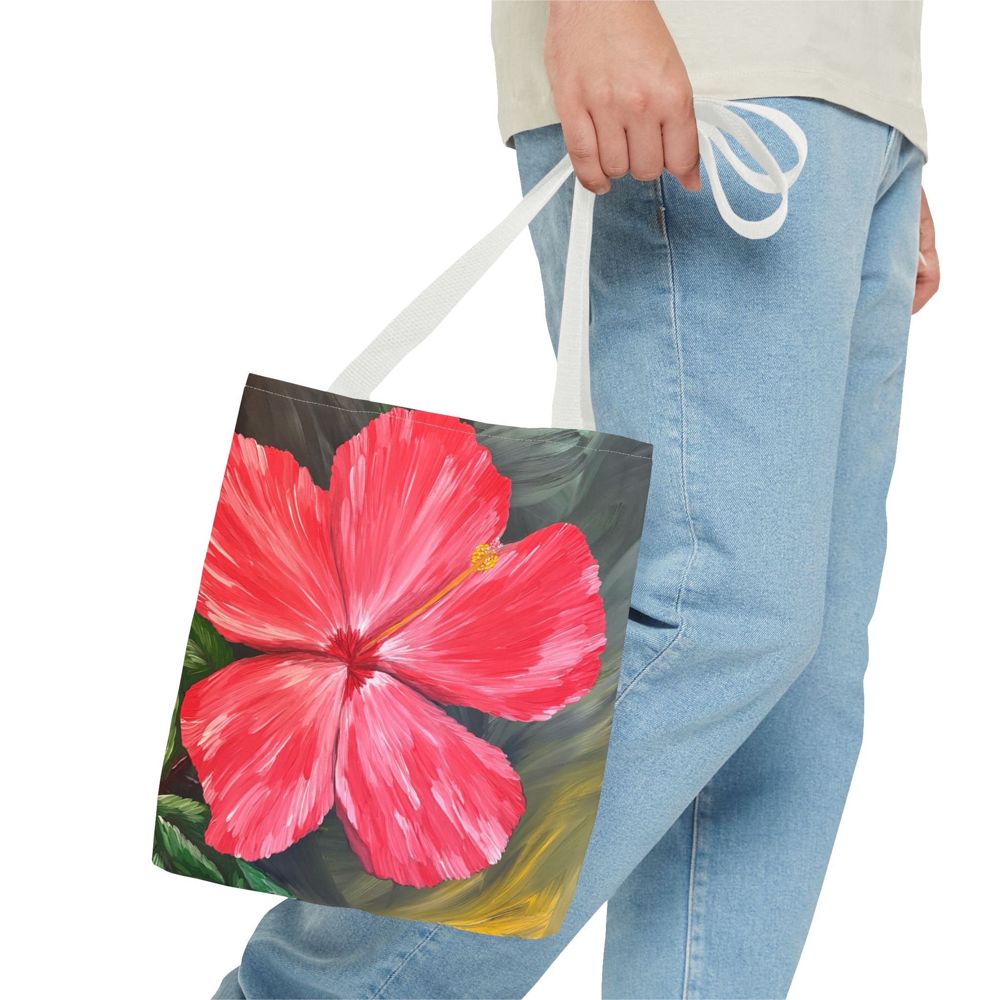 Hibiscus Hues Hand Painted Tote Bag