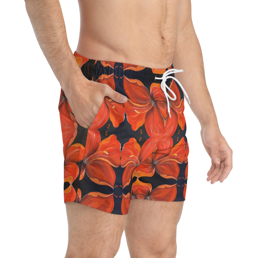Scarlet Veil Swim Trunks