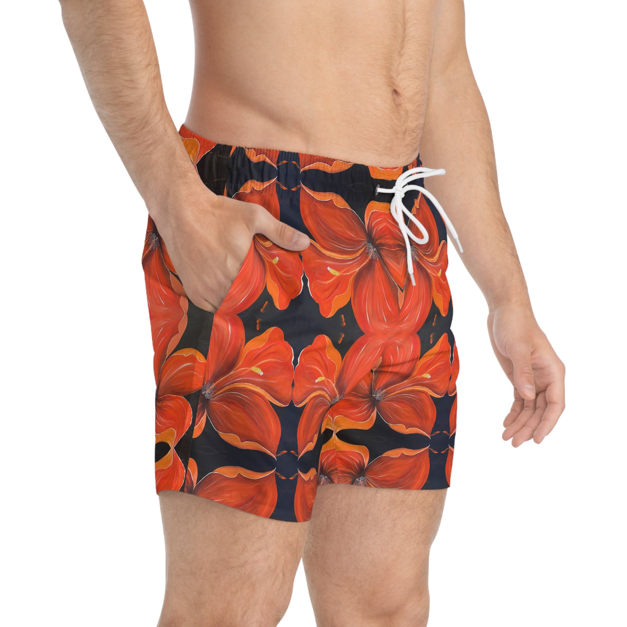 Scarlet Veil Swim Trunks
