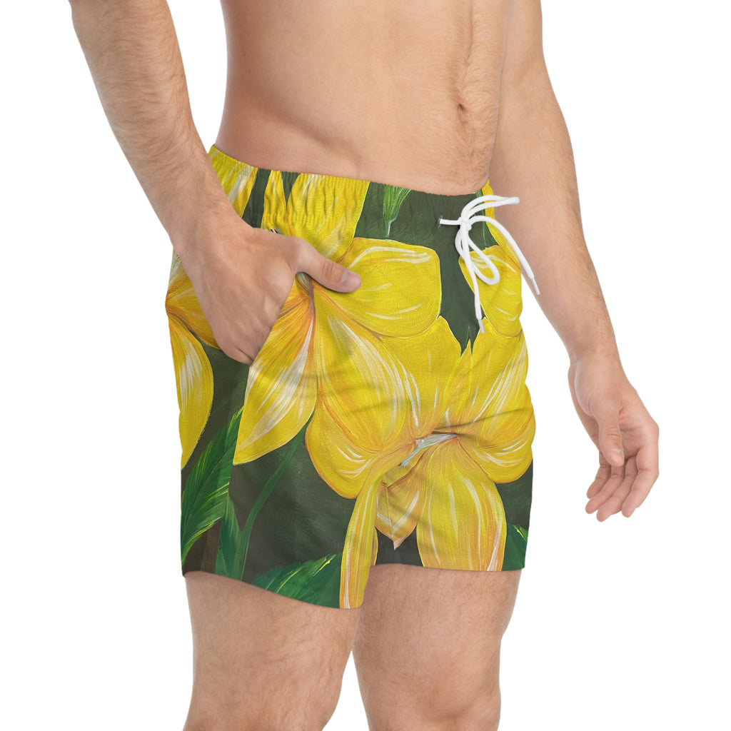 Golden Bloom Swim Trunks